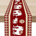 African Tribe Table Runner, Boho Red Elephants Tribal Traditional Diwali India by Unknown