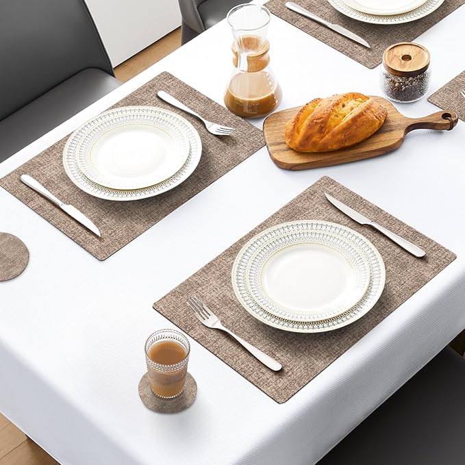 MOSAYT Faux Leather Placemats Set of 12, Heat Resistant Vinyl Place Mats - Image 2