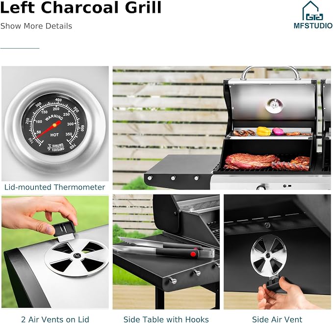 MFSTUDIO 3 In 1 Gas and Charcoal Grill Combo - Image 8