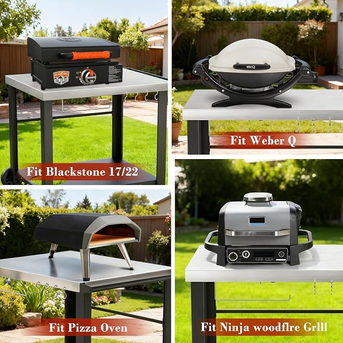 34" x 24" Movable Stainless Steel Flattop Grill Cart - Image 5