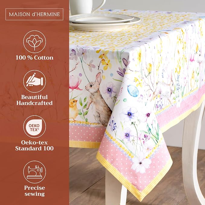 Maison d' Hermine Table Cloth Square Table 100% Cotton 54 x 54 Inches - Image 2