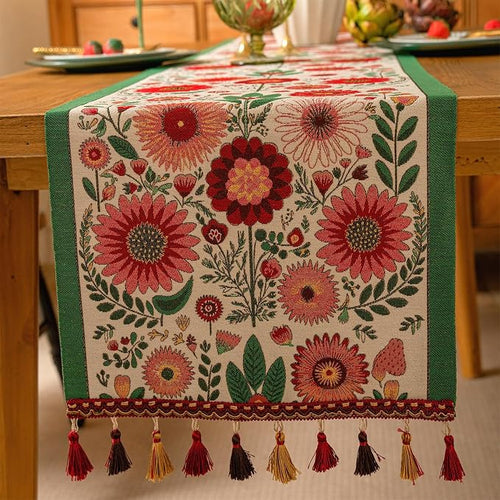 13×72 Inch Table Runner, Retro-Luxury Tassels Series by Unknown