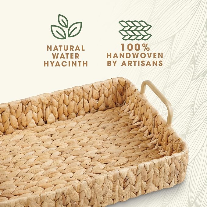 Set of 2 Rectangular Wicker Trays - Image 5