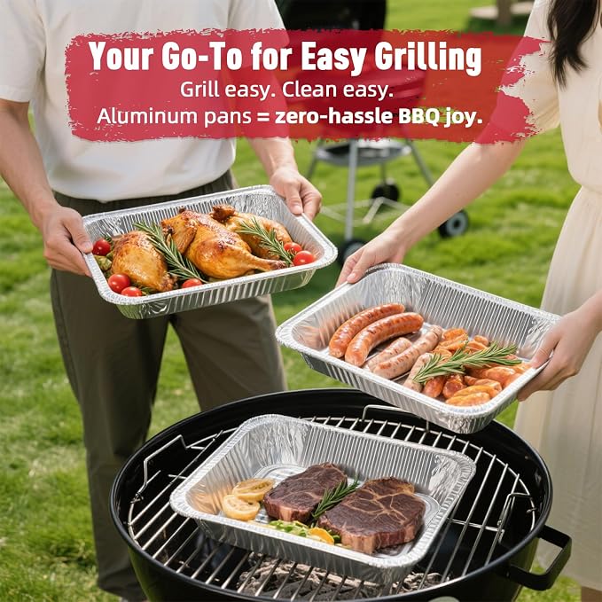 Aluminum Pans Half Size, Heavy Duty Disposable Foil Pans - Image 2