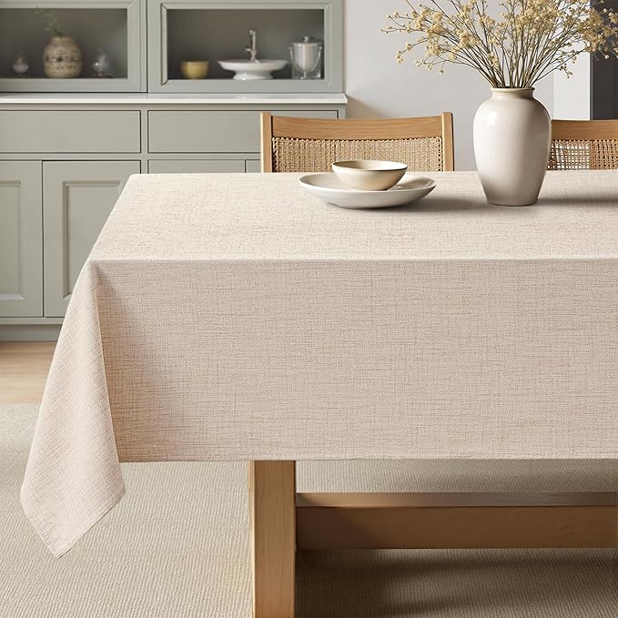 MIULEE Ivory Linen Polyester Tablecloth 60x104 Inch Spring Rectangle Table by MIULEE