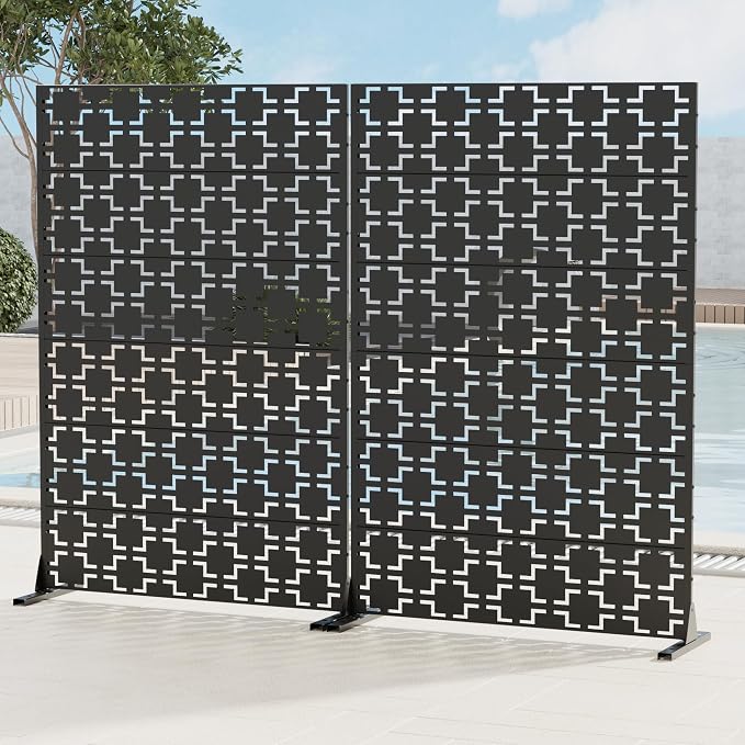 Casaphoria Metal Privacy Screen 72" H x 45" W, 2 Pack Outdoor Freestanding - Image 3
