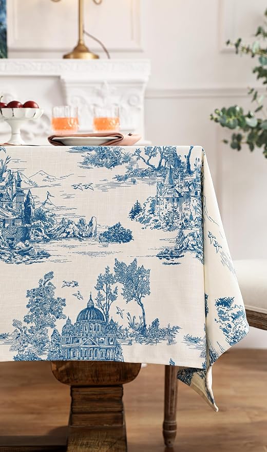 patdrea Designer Vintage Cyan Long Tablecloth - Image 4