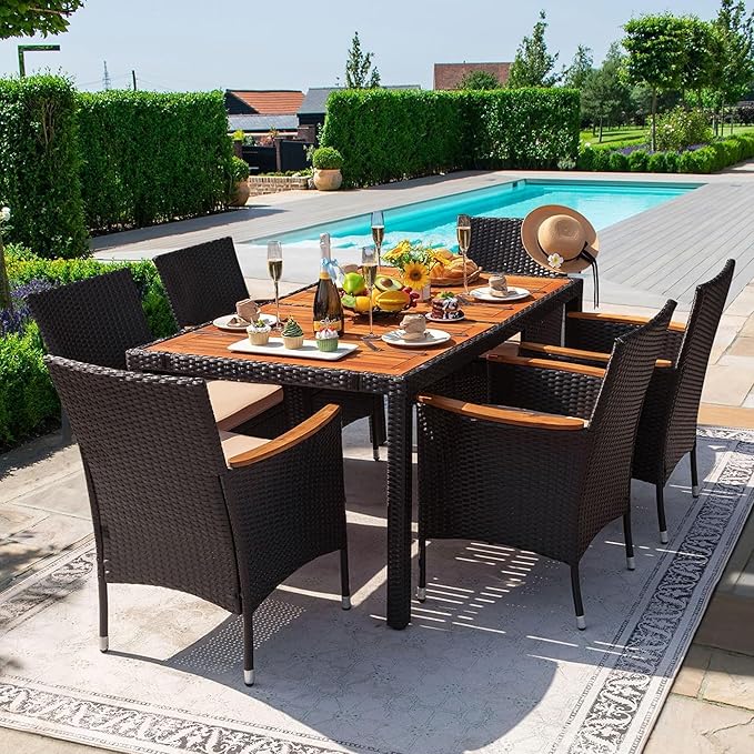 Devoko Dining 7 PCS Furniture, Patio Conversation Set by DEVOKO