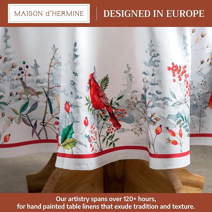 Maison d' Hermine Table Cloth Round Table 100% Cotton 69 Inches Fall Tablecloth - Image 2