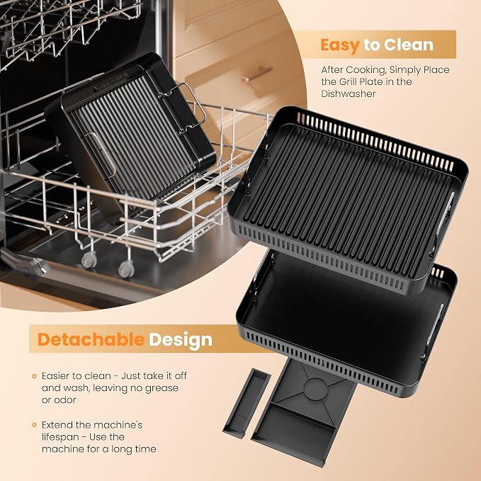 Kismile 2-in-1 Griddle and Indoor Grill, Electric Smokeless Grill - Image 5