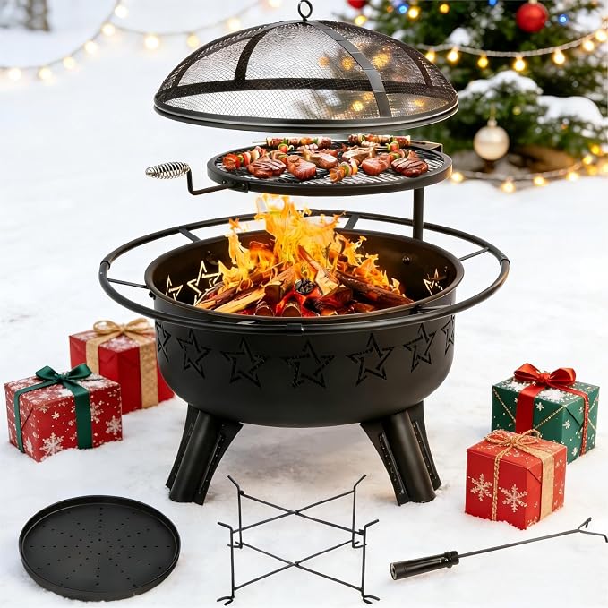 31" 2-in-1 Wood Burning Fire Pit by Gbekery