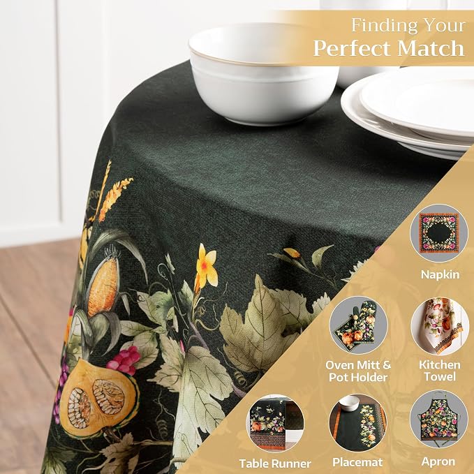 Maison d' Hermine Table Cloth Round Table 100% Cotton 63 Inches Fall Tablecloth - Image 5