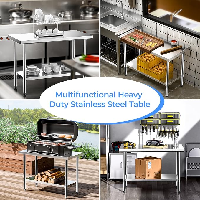 NUUK Stainless Steel Worktable 24" x 48" Kitchen Food Prep Grill Work Table - Image 7