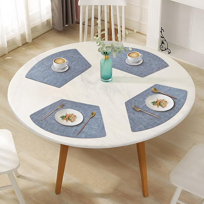 Round Table Placemats Set of 6, Faux Leather Wedge Shape Place Mats Heat - Image 7