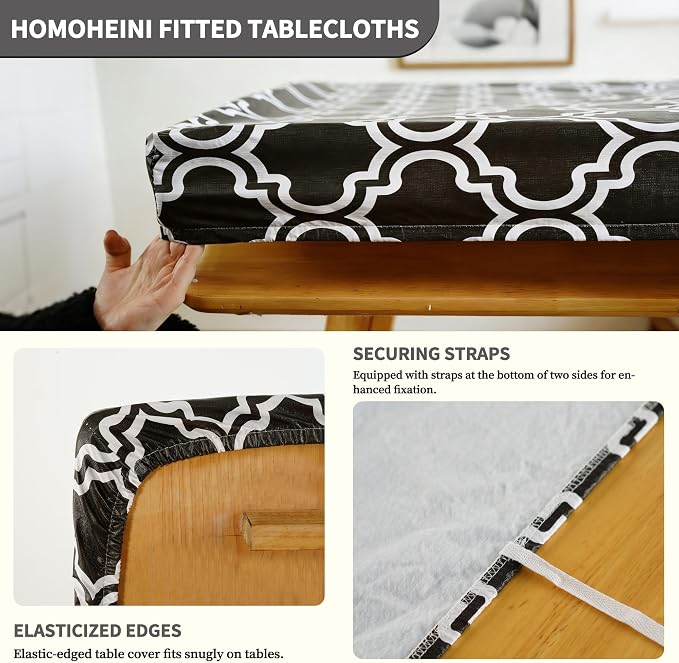 Rectangle Picnic Table Cloth, Elastic Waterproof Fitted Vinyl Tablecloths - Image 2