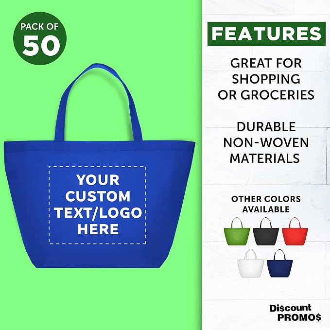 DISCOUNT PROMOS Custom Southern Style Grocery Tote Bags Set of 50 - Image 2