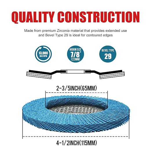 EZARC Flap Disc 4 1/2 Inch for Anger Grinder, Type 29 Abrasive Grinding Wheel - Image 2