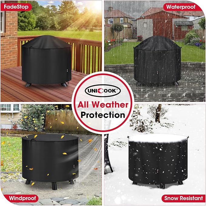 Unicook Firepit Cover Round 36 Inch, Waterproof Fade Resistant Outdoor Fire - Image 6