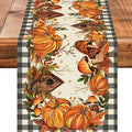 Pumpkin Burlap Table Runner Seasonal Spring Fall Kitchen Dining Linen Table by Worltoldb