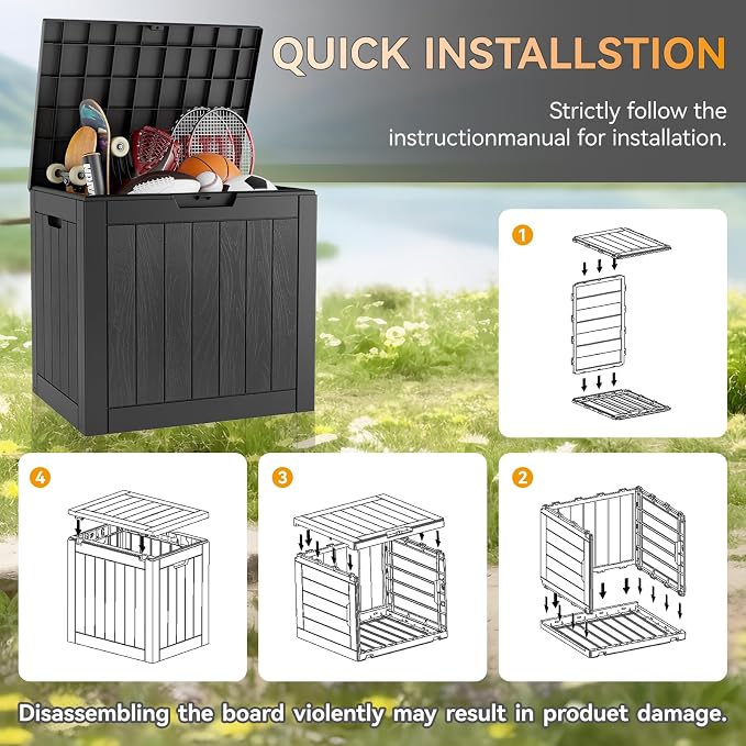 KAMABOKO 32 Gallon Outdoor Storage Box 2 Pack All-Weather Deck Box - Image 3