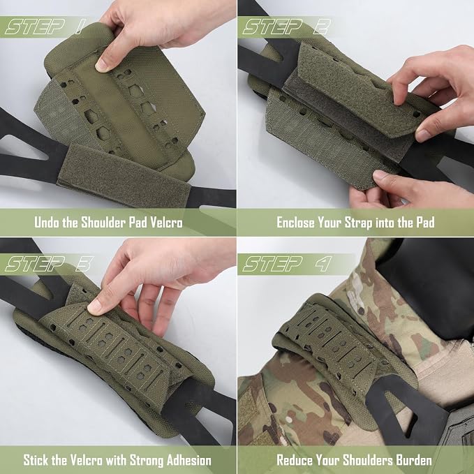 WYNEX Shoulder Strap Pad for Vest Carrier, 2 Pack Tactical Plate Shoulder Pads - Image 7