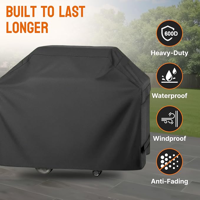 58 Inch BBQ Grill Cover, Heavy Duty Waterproof Outdoor Grill Cover, Fade & Tear - Image 3