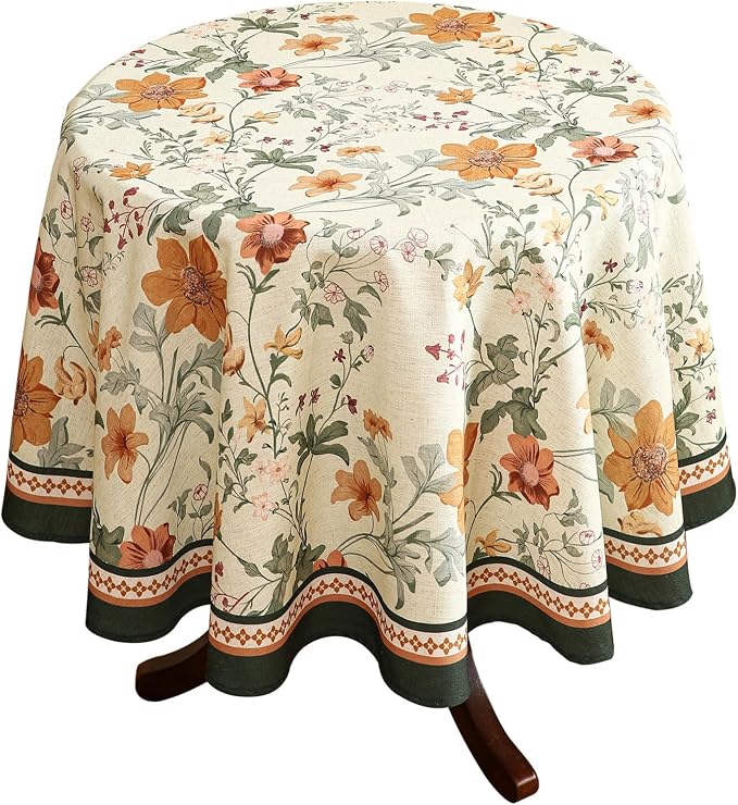French Linen Small Tablecloth for Round Table, Decor Table Cover for Kitchen by bilingaier