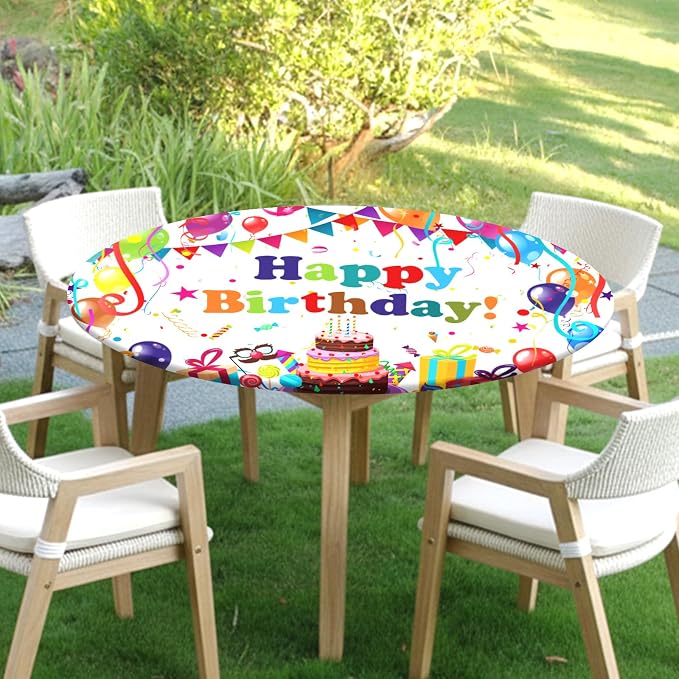 Birthday Round Fitted Tablecloth - Image 3
