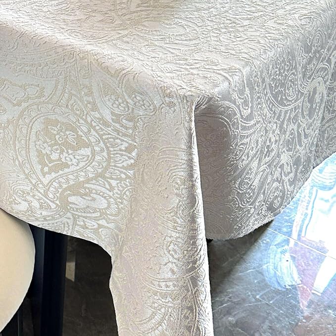 French Rectangle Tablecloth, Luxurious Retro Jacquard Waterproof Washable Table by ZIWUROAD