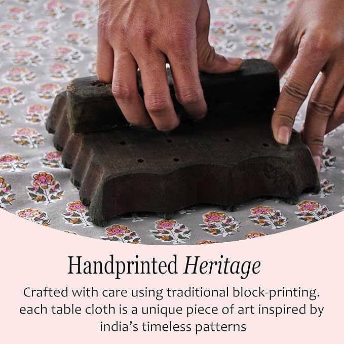 CPC Tablecloth 100% Cotton 70x118 Inch Indian Block Print Rectangle Table Cover - Image 5