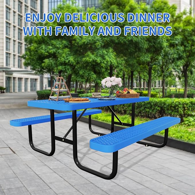 48'' Rectangular Steel Picnic Table - Image 7