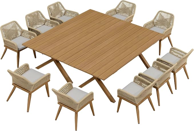 PURPLE LEAF Outdoor Dining Set All-Weather PE Rattan Outdoor Patio Furniture Set by PURPLELEAF