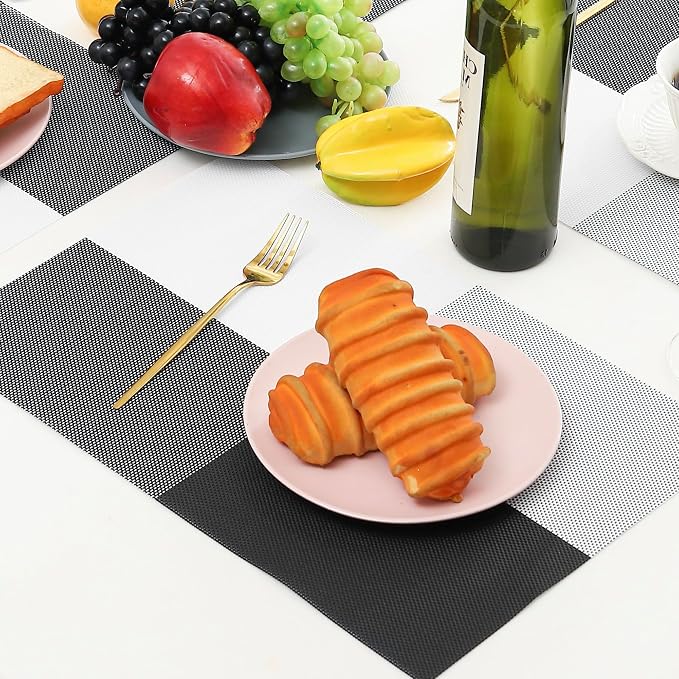 Leetaltree Gray with White Grid Pattern Placemats Set of 4 - Image 9