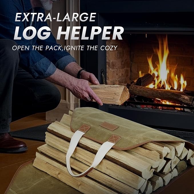 INNO STAGE Canvas Log Carrier Bag, Durable Wood Tote, Fireplace Stove - Image 2