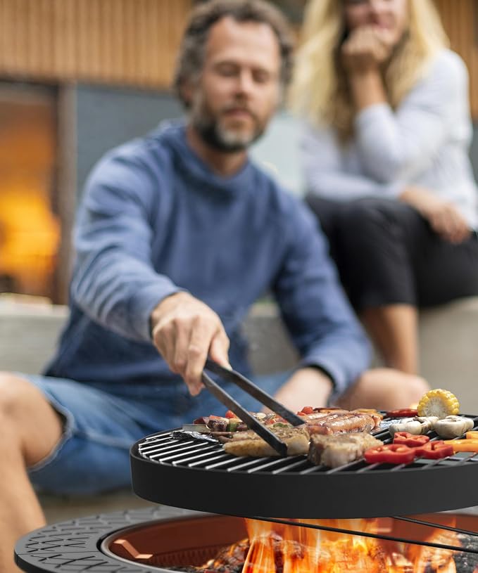 43 Inch Fire Pit with BBQ Grill, Wood Burning Fire Pits - Image 6