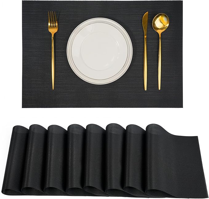 Placemats Set of 8，Non-Slip PVC Weave Table Mats Easy to Clean，Heat Resistant by flohar