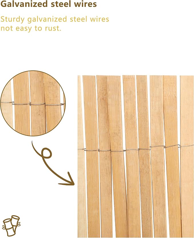 4ft x 13ft Natural Bamboo Slat Screening Roll, Outside Bamboo Privacy Fencing - Image 3