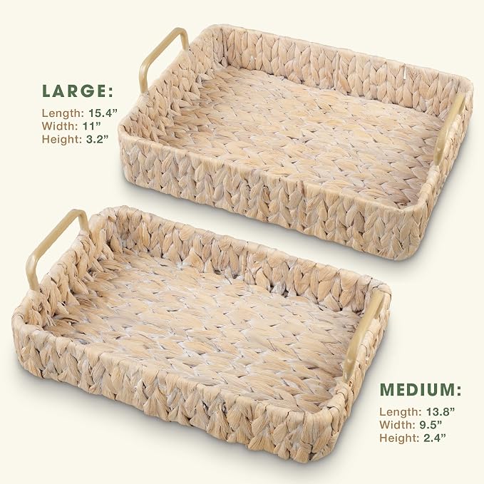 Set of 2 Rectangular Wicker Trays - Image 8