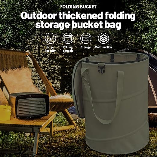 Pop up Camping Trash can with lid, Collapsible 24 Gallons Trash can with - Image 2