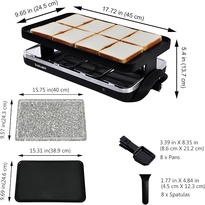 TAMARIT Raclette Table Grill Portable 3 in 1 Korean Barbecue BBQ Electric - Image 2