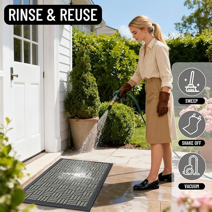 OLANLY Front Door Mat Outside Entrance 33x21, Heavy Duty Sturdy Natural Rubber - Image 8