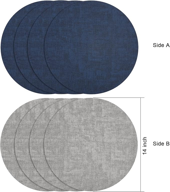 Myir JUN Round Placemats Dual Sided, Faux Leather Place Mats Set of 6 Indoor - Image 2