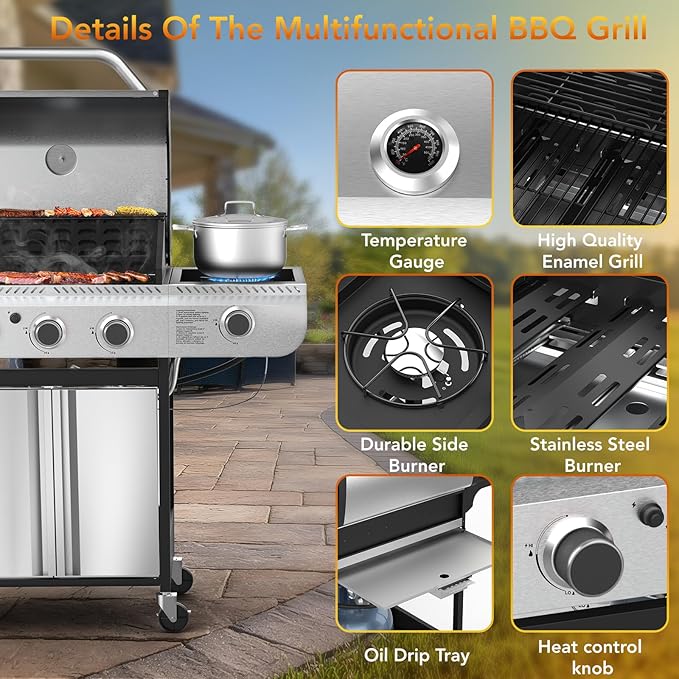 3-Burner Propane Gas BBQ Grill - Image 2