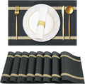 Luxurious Placemats Set of 8, Vinyl Table Place Mats Stain Resistant Foldable by Gloserin