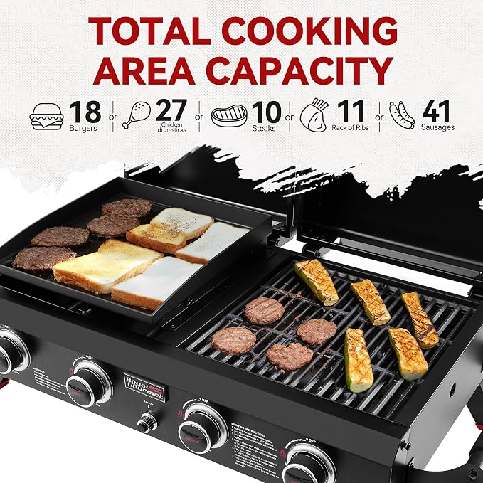 Royal Gourmet GD4002TP 4 Burner Propane Gas Grill and Griddle Combo - Image 8