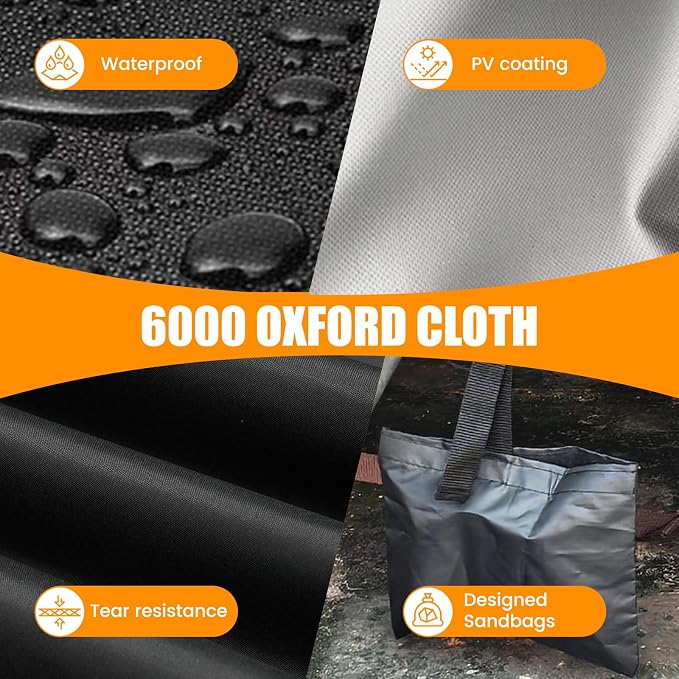 Outdoor Round Fire Pit Cover 51x9.5" Waterproof Tear-Resistant 600D Oxford PU - Image 6