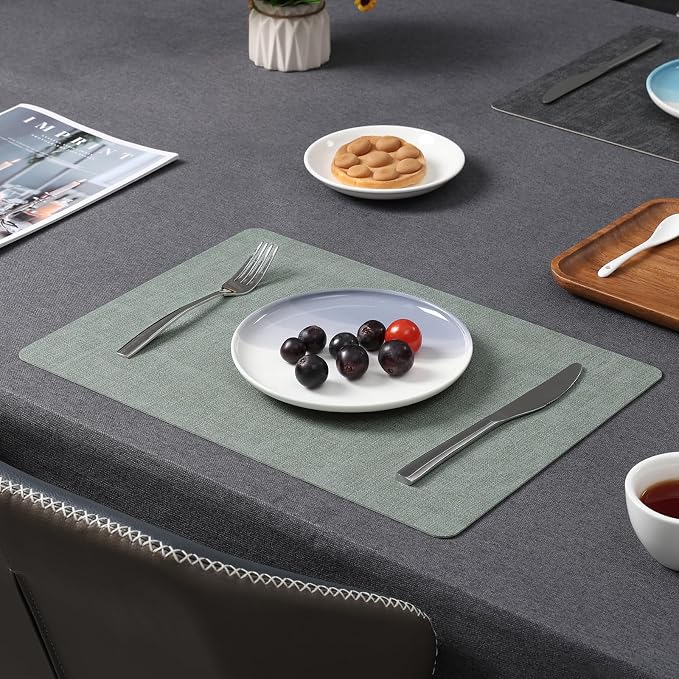 Myir JUN Dual Sided Faux Leather Placemats Set of 8 - Image 8