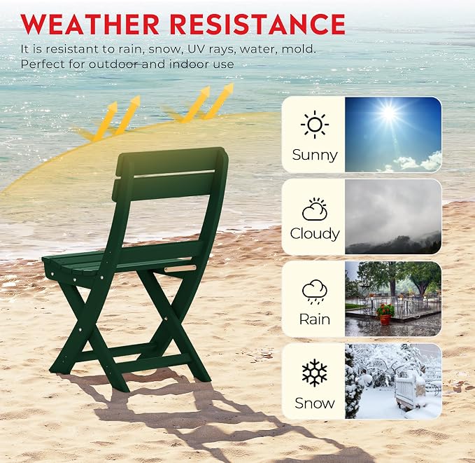 Costaelm Paradise 3-Piece Outdoor HDPE Folding Patio Bistro Table and Chairs - Image 9