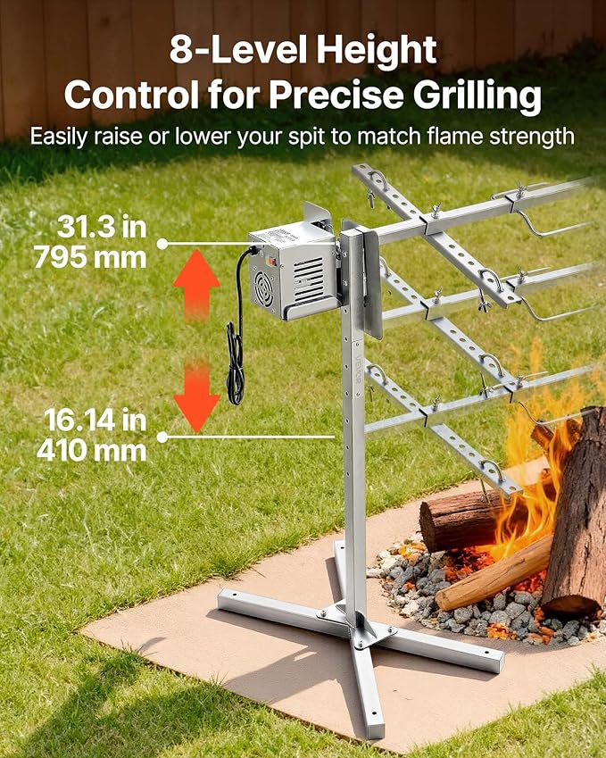 VEVOR Rotisserie Grill, 52in Electric Rotisserie Grill Kit 8 Level Height - Image 4