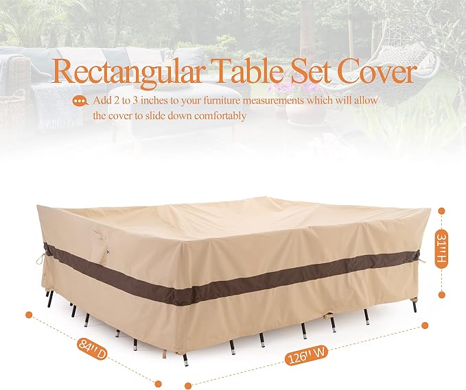 WJ-X3 Extra Large Patio Furniture Set Covers Waterproof, Outdoor Table Cover - Image 6
